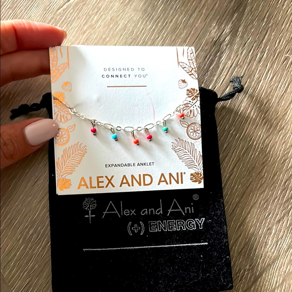 Alex and Ani Silver Anklet with Colorful Beads
